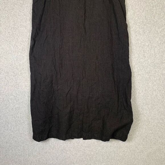 Cut Loose Women’s Size Large Button Down Jumper Midi Dress Black Linen - Picture 7 of 8